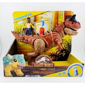Imaginext Jurassic World Toy Carnotaurus Toro and Darius 7" tall Brown Dino New